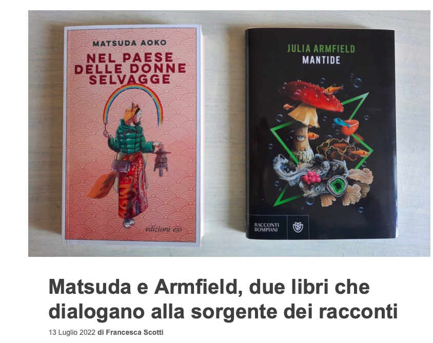 Matsuda e Armfield, due libri che dialogano alla sorgente dei racconti _ di Francesca Scotti